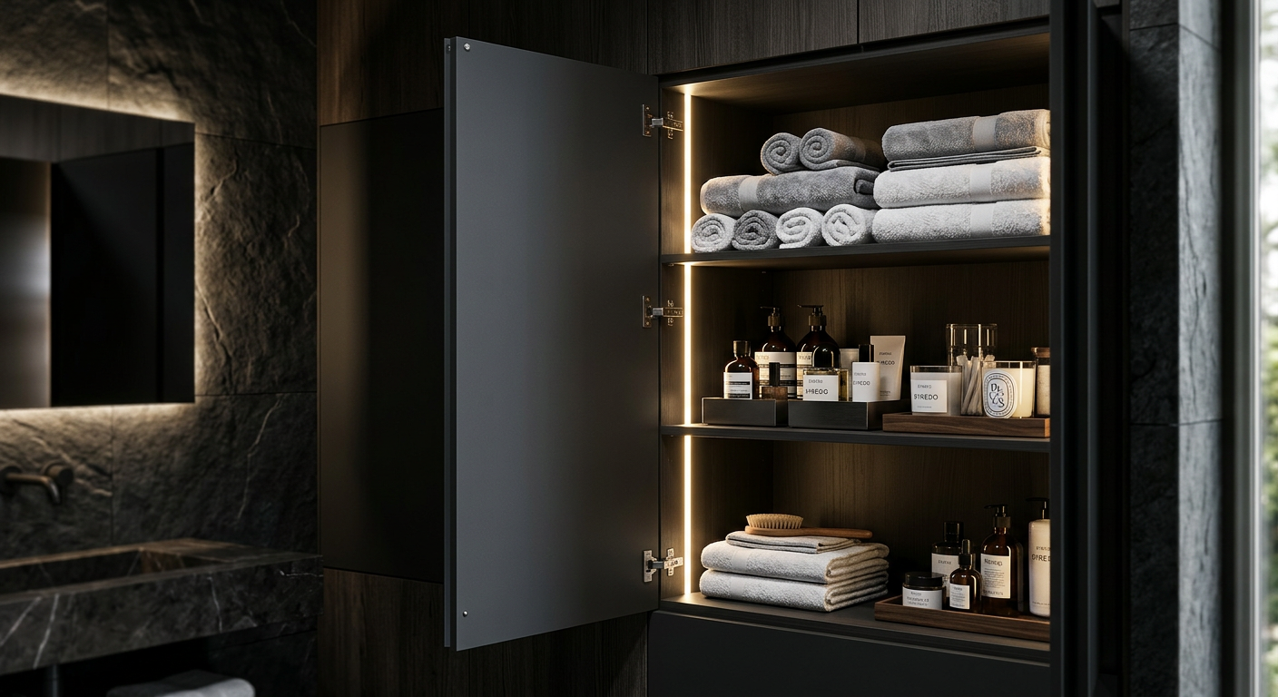 Mueble de baño a medida Projecta con almacenamiento oculto e iluminación LED